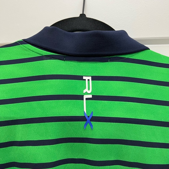 XL RLX Ralph Lauren Polo Green Navy Stripe - Picture 3 of 3